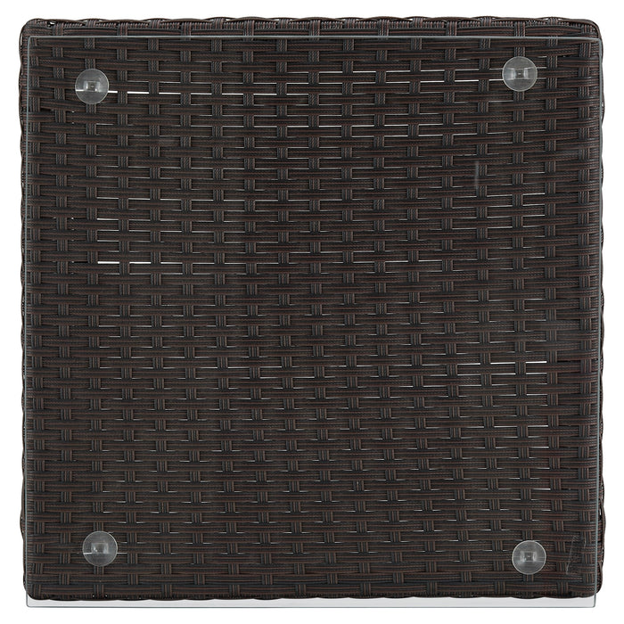 Ensemble de chaise longue et causeuse Menton de Manhattan Comfort 2 pièces en acier et en rotin avec table à café pour la terrasse - gris
