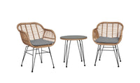 Ensemble de conversation Antibes 1.0 de Manhattan Comfort 3 pièces en acier et en rotin pour la terrasse - gris