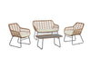 Ensemble de conversation Antibes 2.0 de Manhattan Comfort 4 pièces en acier et en rotin pour la terrasse - crème