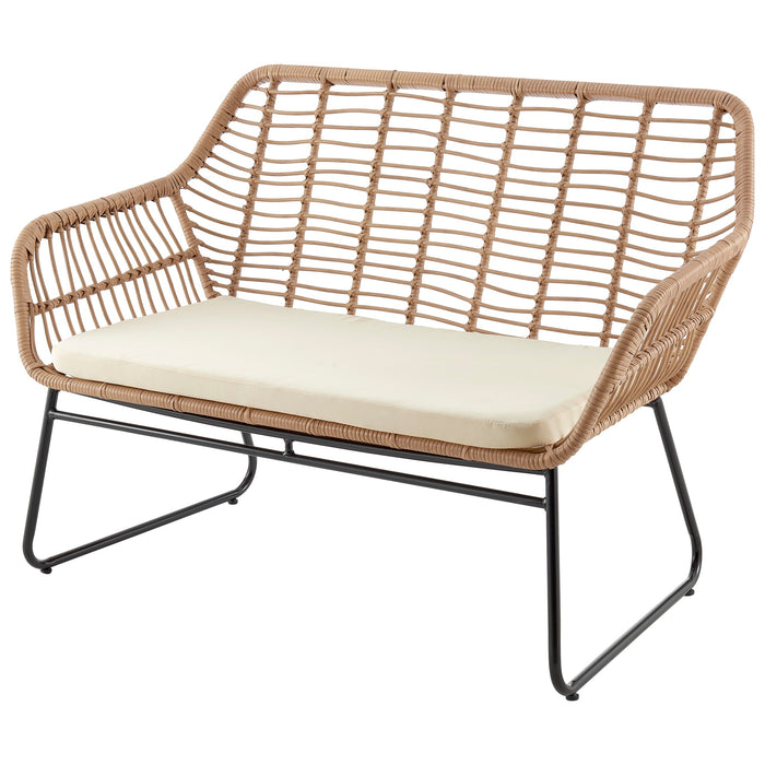 Ensemble de conversation Antibes 2.0 de Manhattan Comfort 4 pièces en acier et en rotin pour la terrasse - crème