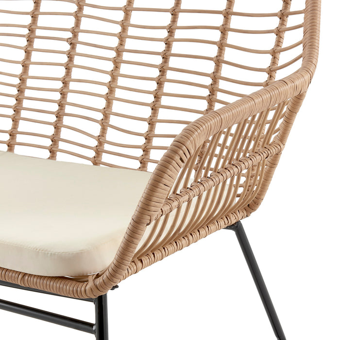 Ensemble de conversation Antibes 2.0 de Manhattan Comfort 4 pièces en acier et en rotin pour la terrasse - crème