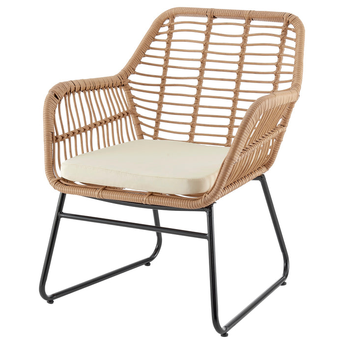 Ensemble de conversation Antibes 2.0 de Manhattan Comfort 4 pièces en acier et en rotin pour la terrasse - crème