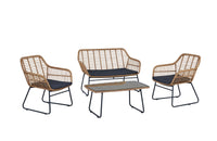 Ensemble de conversation Antibes 2.0 de Manhattan Comfort 4 pièces en acier et en rotin pour la terrasse - gris