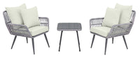 Ensemble de conversation Cannes de Manhattan Comfort 3 pièces en corde et en osier pour la terrasse - crème