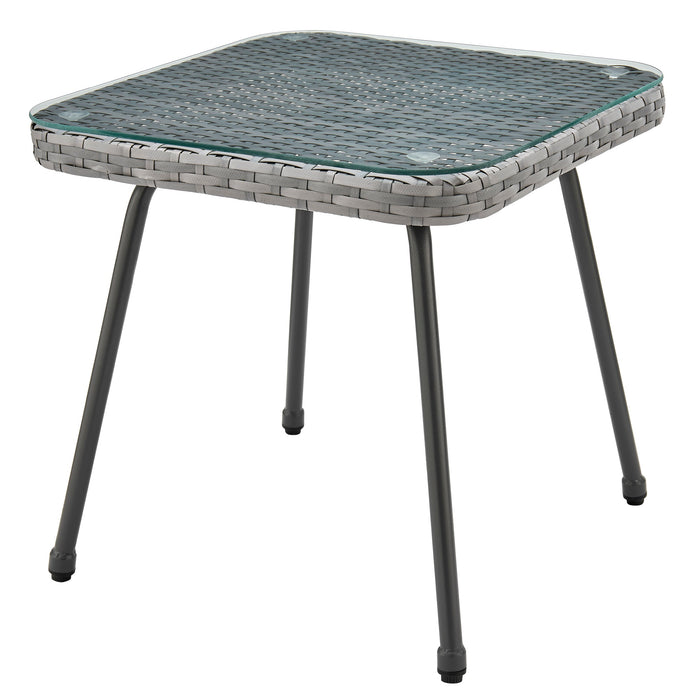 Ensemble de conversation Cannes de Manhattan Comfort 3 pièces en corde et en osier pour la terrasse - crème
