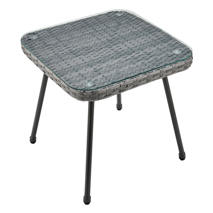Ensemble de conversation Cannes de Manhattan Comfort 3 pièces en corde et en osier pour la terrasse - crème