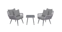 Ensemble de conversation Cannes de Manhattan Comfort 3 pièces en corde et en osier pour la terrasse - gris