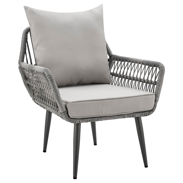 Ensemble de conversation Cannes de Manhattan Comfort 3 pièces en corde et en osier pour la terrasse - gris