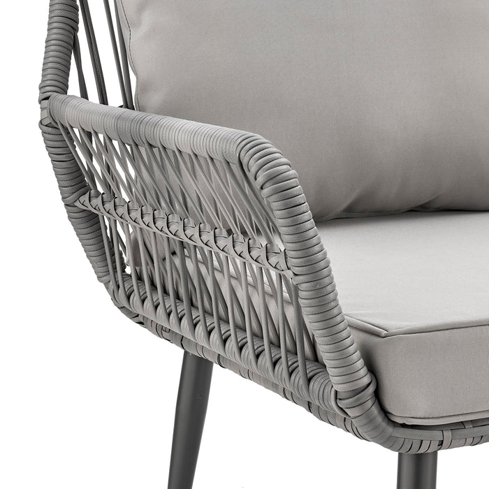 Ensemble de conversation Cannes de Manhattan Comfort 3 pièces en corde et en osier pour la terrasse - gris