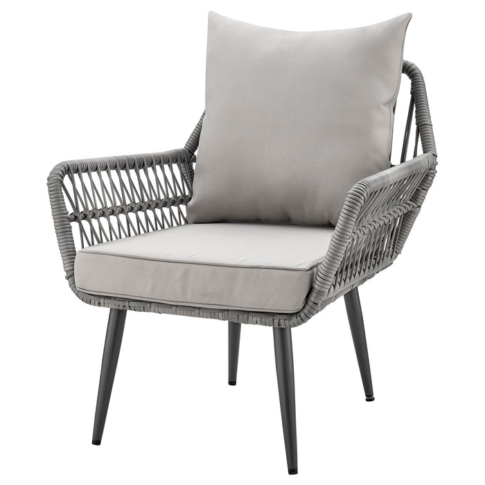 Ensemble de conversation Cannes de Manhattan Comfort 3 pièces en corde et en osier pour la terrasse - gris