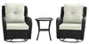 Ensemble de conversation pivotant Fruttuo de Manhattan Comfort 3 pièces en acier et en rotin pour la terrasse - crème