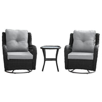 Ensemble de conversation pivotant Fruttuo de Manhattan Comfort 3 pièces en acier et en rotin pour la terrasse - gris