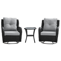Ensemble de conversation pivotant Fruttuo de Manhattan Comfort 3 pièces en acier et en rotin pour la terrasse - gris