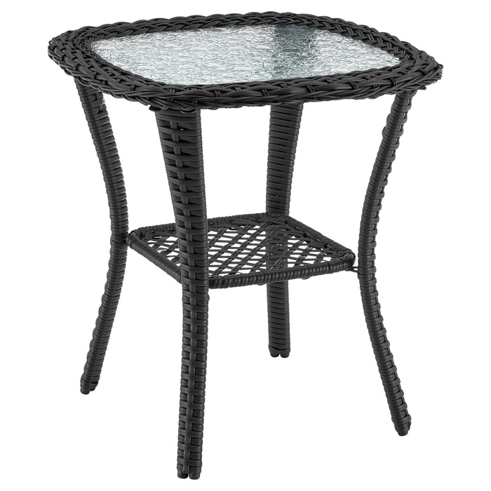 Ensemble de conversation pivotant Fruttuo de Manhattan Comfort 3 pièces en acier et en rotin pour la terrasse - gris