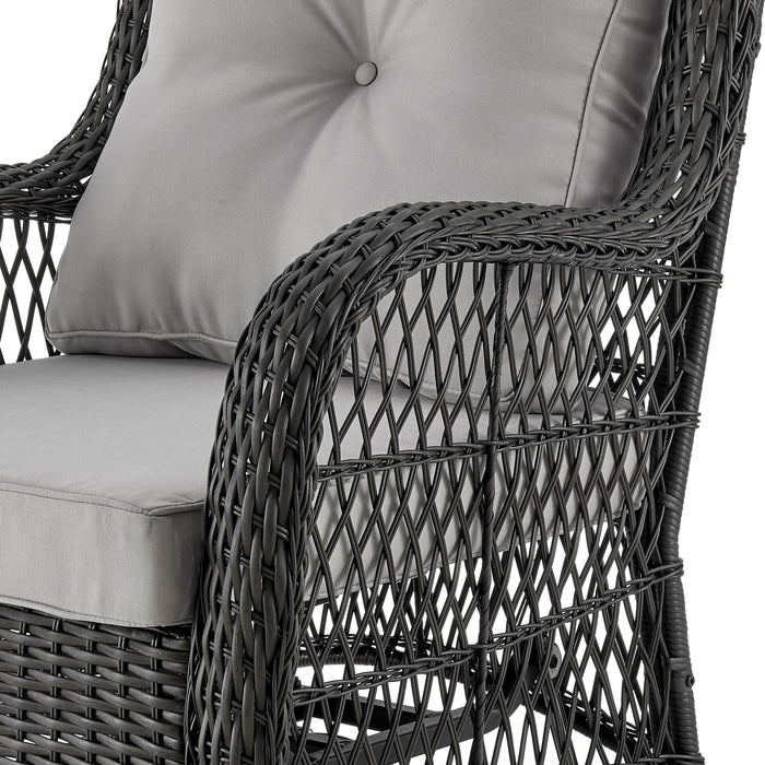 Ensemble de conversation pivotant Fruttuo de Manhattan Comfort 3 pièces en acier et en rotin pour la terrasse - gris