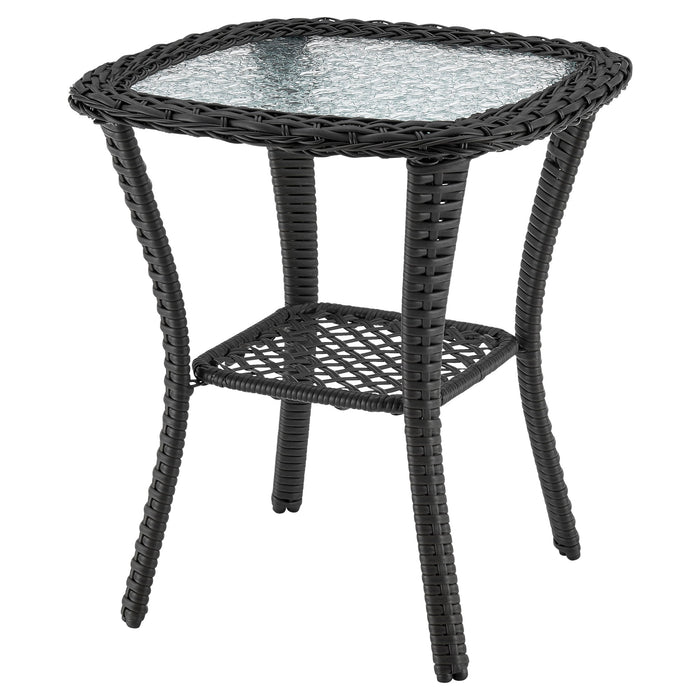 Ensemble de conversation pivotant Fruttuo de Manhattan Comfort 3 pièces en acier et en rotin pour la terrasse - gris