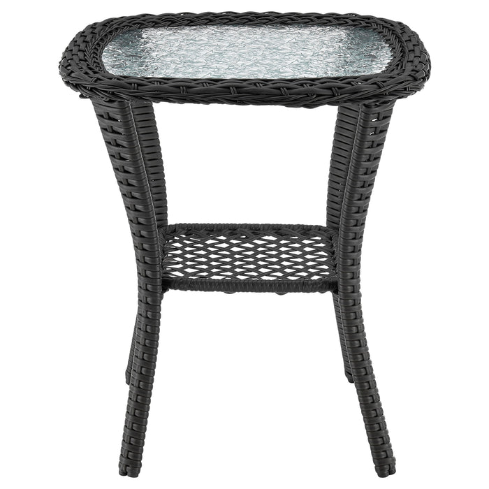 Ensemble de conversation pivotant Fruttuo de Manhattan Comfort 3 pièces en acier et en rotin pour la terrasse - gris