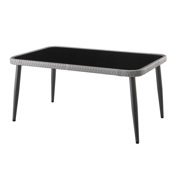 Ensemble de conversation Portofino de Manhattan Comfort 4 pièces en corde et en osier avec coussins pour la terrasse - crème
