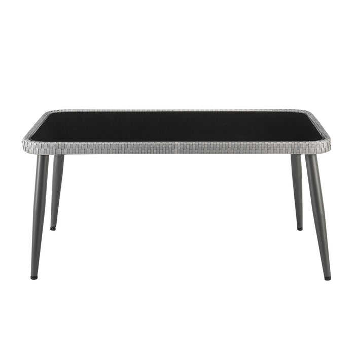 Ensemble de conversation Portofino de Manhattan Comfort 4 pièces en corde et en osier avec coussins pour la terrasse - crème