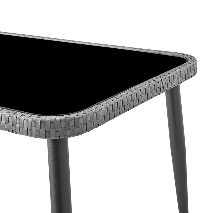 Ensemble de conversation Portofino de Manhattan Comfort 4 pièces en corde et en osier avec coussins pour la terrasse - crème