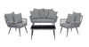 Ensemble de conversation Portofino de Manhattan Comfort 4 pièces en corde et en osier pour la terrasse - gris