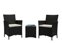 Ensemble de conversation Imperia de Manhattan Comfort 3 pièces en acier et en rotin pour la terrasse - crème