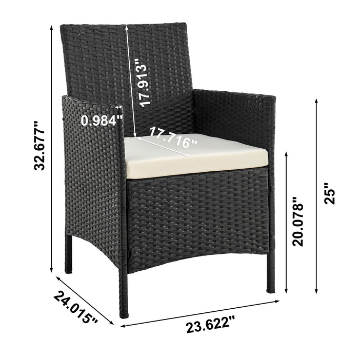 Ensemble de conversation Imperia de Manhattan Comfort 3 pièces en acier et en rotin pour la terrasse - crème
