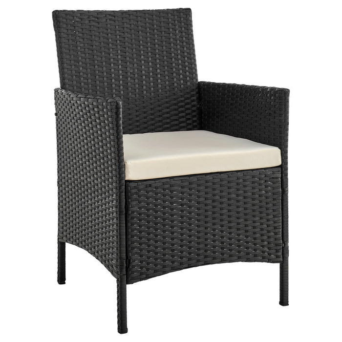 Ensemble de conversation Imperia de Manhattan Comfort 3 pièces en acier et en rotin pour la terrasse - crème