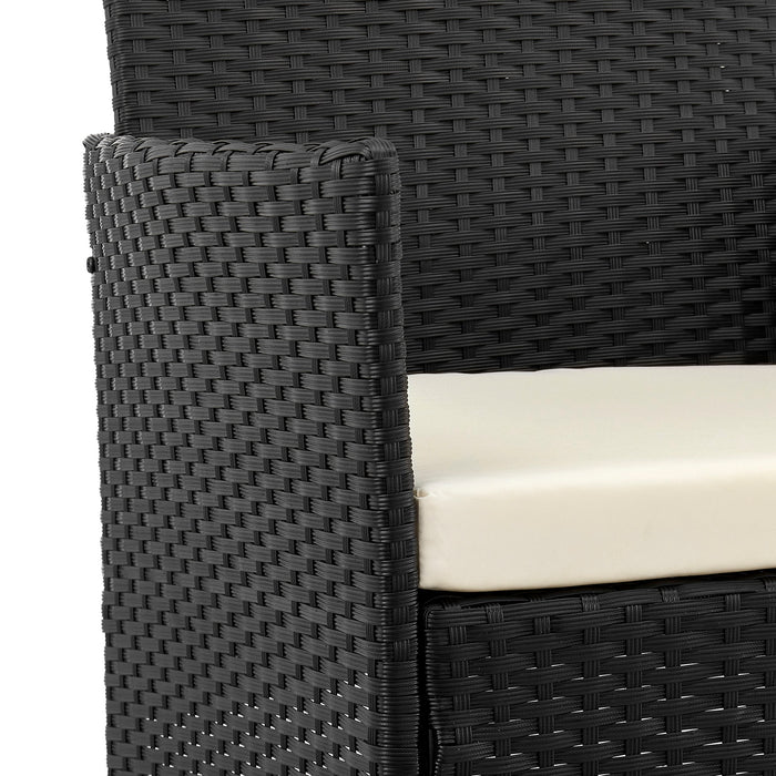 Ensemble de conversation Imperia de Manhattan Comfort 3 pièces en acier et en rotin pour la terrasse - crème