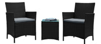 Ensemble de conversation Imperia de Manhattan Comfort 3 pièces en acier et en rotin pour la terrasse - gris