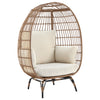 Fauteuil amovible en forme d’œuf Spezia de Manhattan Comfort en acier et en rotin pour la terrasse et l’extérieur - crème