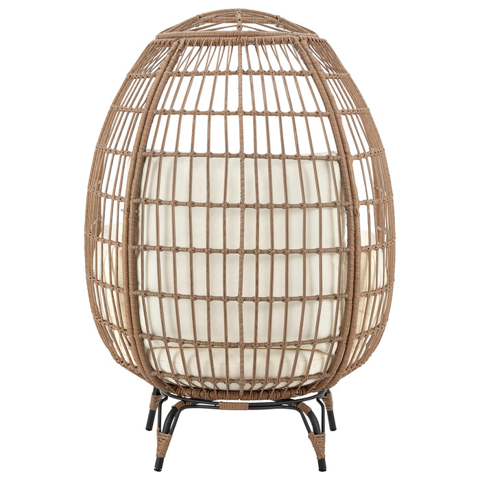 Fauteuil amovible en forme d’œuf Spezia de Manhattan Comfort en acier et en rotin pour la terrasse et l’extérieur - crème