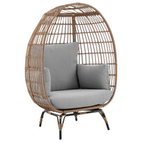 Fauteuil amovible en forme d’œuf Spezia de Manhattan Comfort en acier et en rotin avec coussins pour la terrasse et l’extérieur - gris