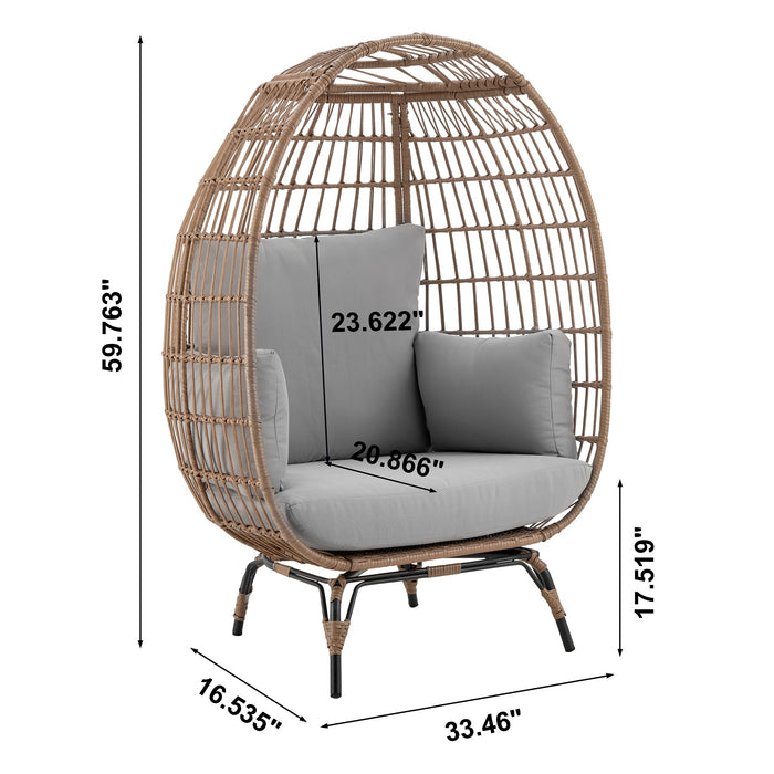 Fauteuil amovible en forme d’œuf Spezia de Manhattan Comfort en acier et en rotin avec coussins pour la terrasse et l’extérieur - gris