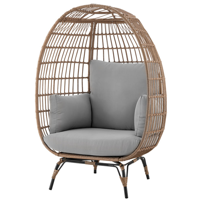 Fauteuil amovible en forme d’œuf Spezia de Manhattan Comfort en acier et en rotin avec coussins pour la terrasse et l’extérieur - gris