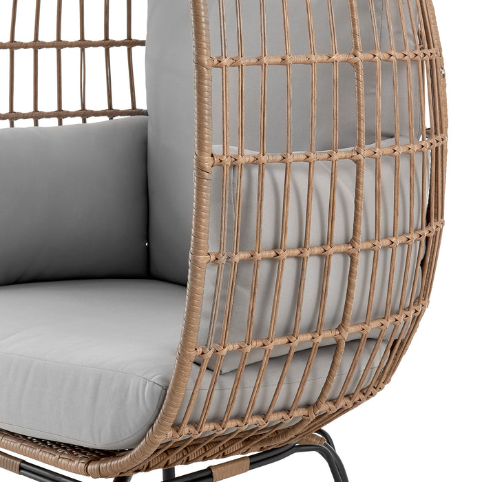 Fauteuil amovible en forme d’œuf Spezia de Manhattan Comfort en acier et en rotin avec coussins pour la terrasse et l’extérieur - gris