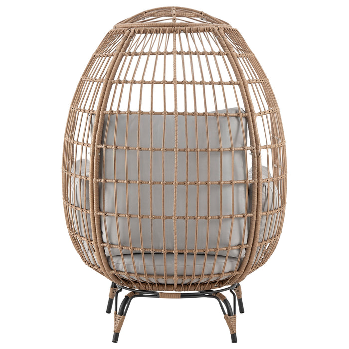 Fauteuil amovible en forme d’œuf Spezia de Manhattan Comfort en acier et en rotin avec coussins pour la terrasse et l’extérieur - gris
