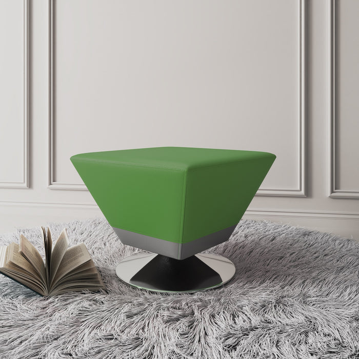 Pouf pivotant Diamond de Manhattan Comfort en chrome poli - vert
