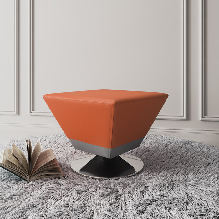 Pouf pivotant Diamond de Manhattan Comfort en chrome poli - orange