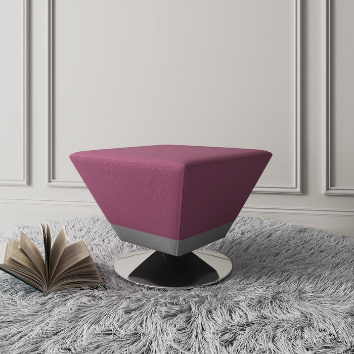 Pouf pivotant Diamond de Manhattan Comfort en chrome poli - violet