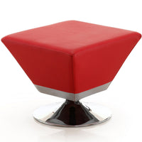 Pouf pivotant Diamond de Manhattan Comfort en chrome poli - rouge