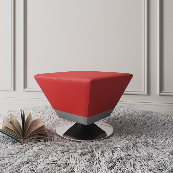 Pouf pivotant Diamond de Manhattan Comfort en chrome poli - rouge