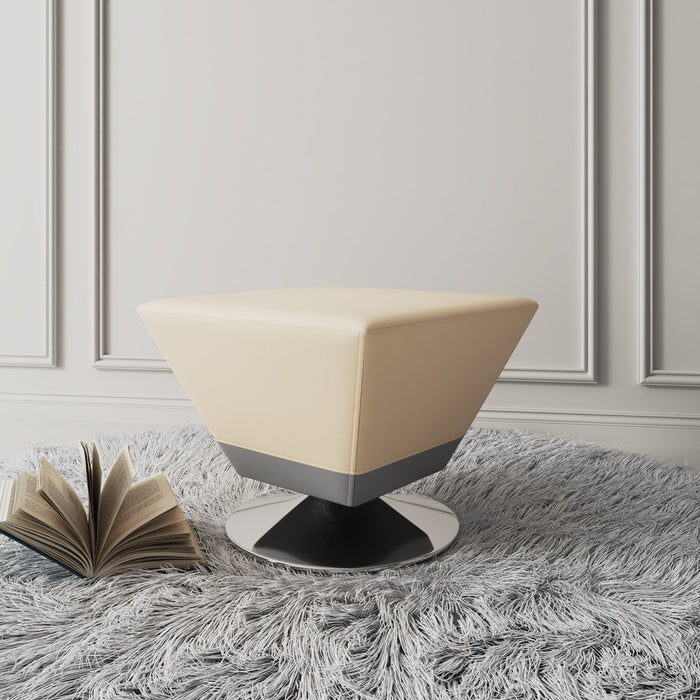 Pouf pivotant Diamond de Manhattan Comfort en chrome poli - tan