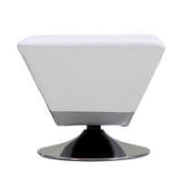 Pouf pivotant Diamond de Manhattan Comfort en chrome poli - blanc