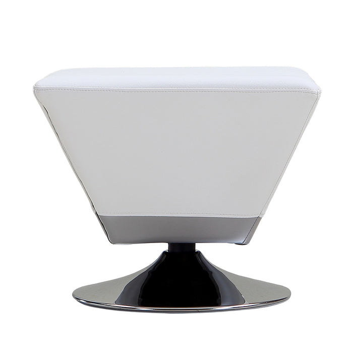Pouf pivotant Diamond de Manhattan Comfort en chrome poli - blanc
