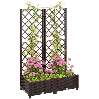 Outsunny Plastic Raised Bed, Garden Box With Trellis, 32" X 16" X 48"