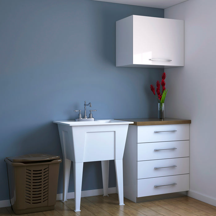 Armoire d’appoint Palary avec cuve pour la buanderie - blanche