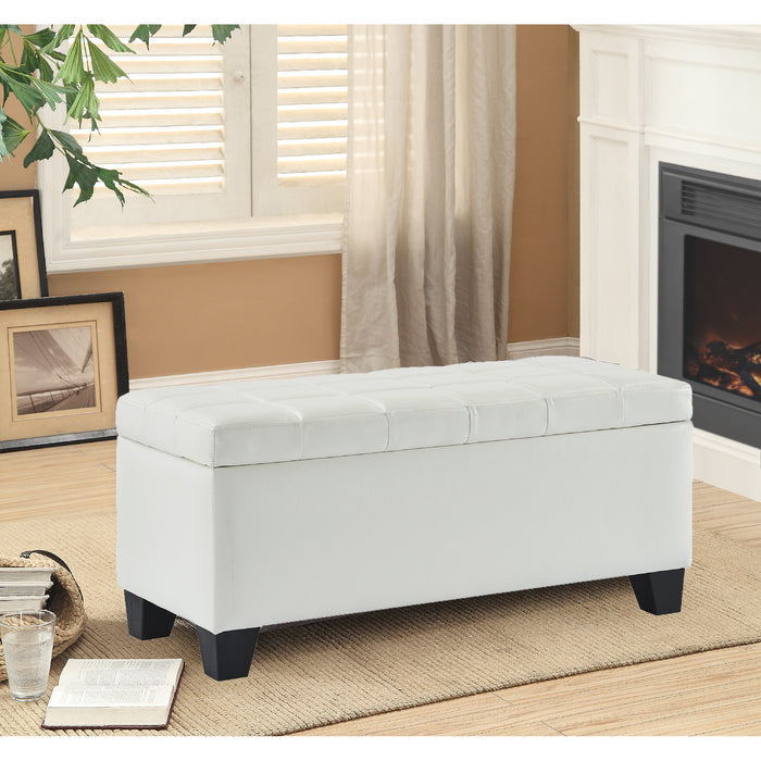 Banc en similicuir blanc avec rangement