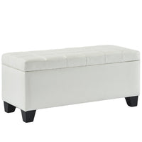Banc en similicuir blanc avec rangement