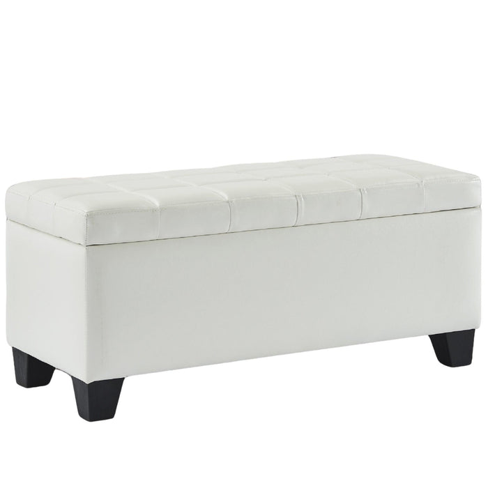 Banc en similicuir blanc avec rangement